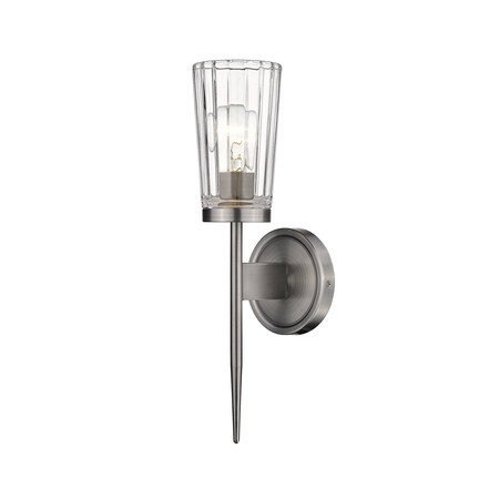 Flair 1 Light Wall Sconce, Antique Nickel & Clear